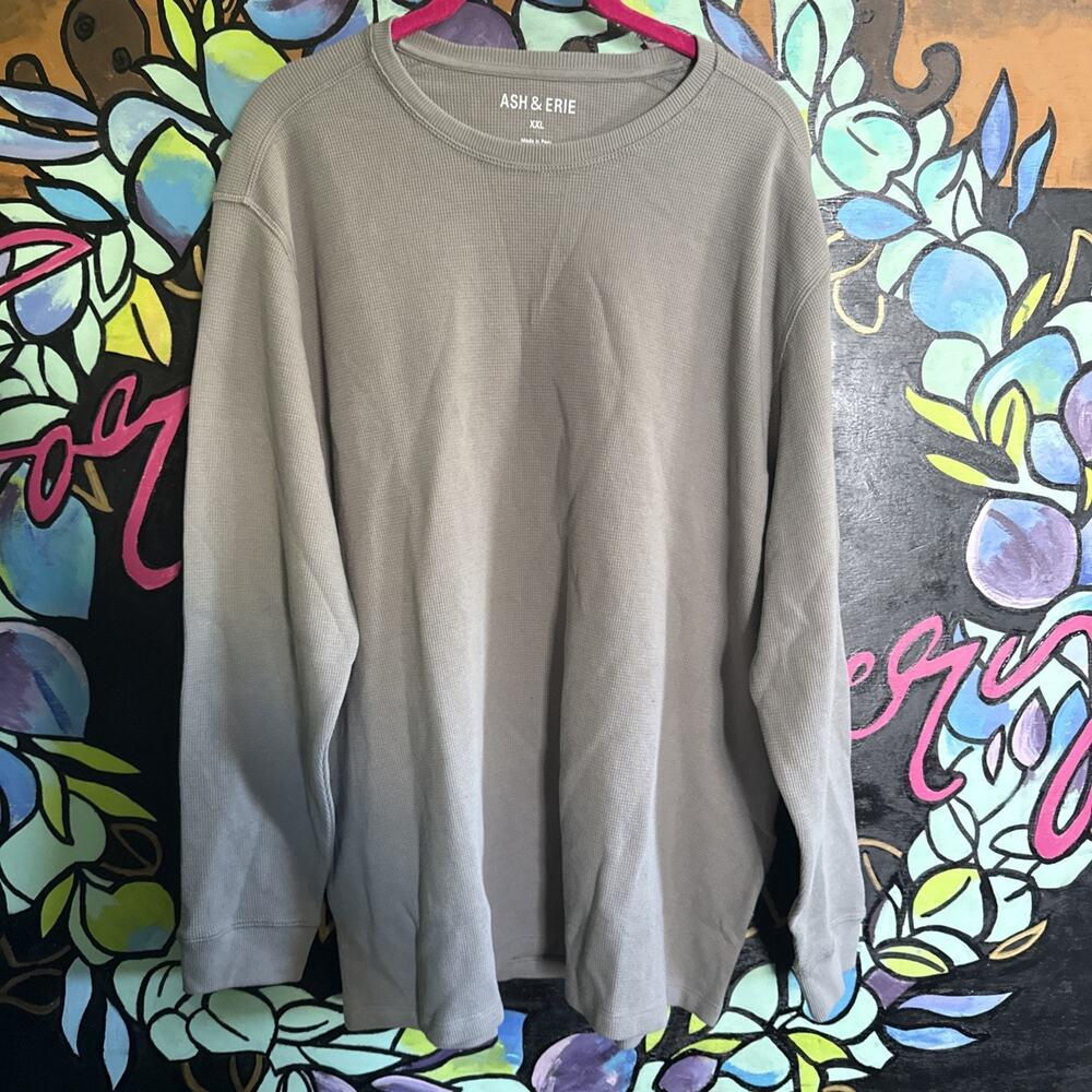 Men’s Ash & Erie, Grey Waffle LS Top, XXL 2XL